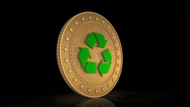 Recycling Ecology Waste Money Circulation Gold Coin Background Rotate Golden — Stock Video