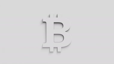 Bitcoin engelleme kripto para birimi ve dijital para 3D sembolü insan elinin üzerinde. Siber teknoloji simgesi soyut kavram kusursuz ve döngüsel.