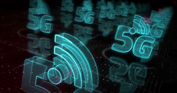 Високошвидкісний Мобільний Язок Символ Мережі Iot Абстрактна Кібер Концепція Цифрові — стокове відео