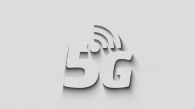 5G yüksek hızlı cep telefonu iletişimi ve doğal gölgeli iot ağ sembolü. Siber teknoloji ikonu çevrilebilir ve kusursuz dijital soyut konsept. 3D ışık ve gölge nesne.