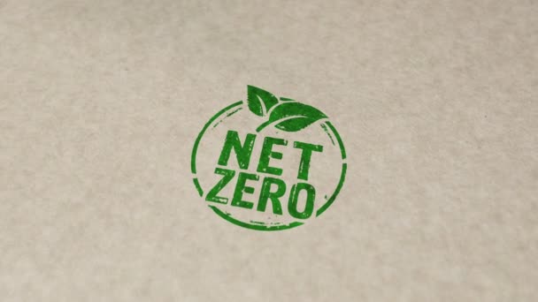 Netto Nul Eco Vriendelijke Symbool Stempel Handstempelen Impact Animatie Co2 — Stockvideo