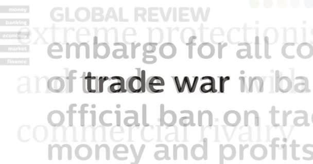 国际媒体关于贸易战进出口税的头条新闻 摘要网际网路新闻标题的摘要概念在荧幕上播放 无缝隙和环路动画 — 图库视频影像