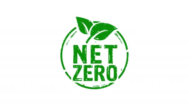 Zero Netto Ekologiczny Symbol Pieczęć Pieczęć Wpływ Izolowane Animacji Ekologia — Wideo stockowe