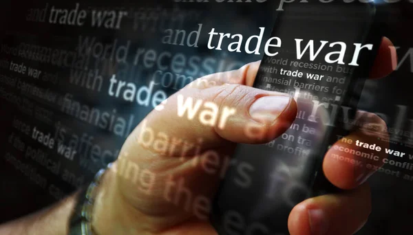 Den Sozialen Medien Werden Import Und Exportsteuern Aus Dem Handelskrieg — Stockfoto