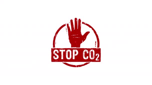 Stop Co2 Carbon Neutral Stamp Hand Stamping Impact Isolated Eco — Stock Video