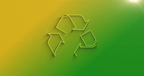 自然影とリサイクルアイコン 廃棄物データ管理と持続可能な産業シンボル サイバー技術アイコンループ可能でシームレスな抽象概念 三光影物 — ストック動画