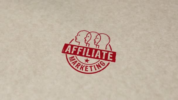 Affiliate Marketing Cílené Reklamní Symbol Razítko Ruční Razítko Dopad Animace — Stock video