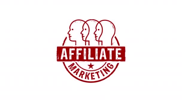 Affiliate Marketing Targeted Advertisement Symbol Stamp Stamping Impact Isolated Animation — Stock Video