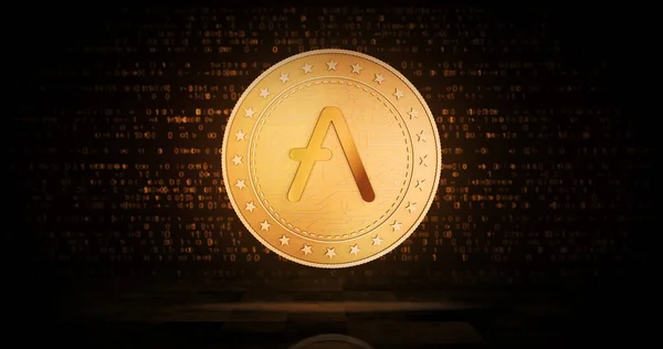 Aave Altcoin Cryptocurrency Symbol Guld Mynt Grön Skärm Bakgrund Abstrakt — Stockfoto