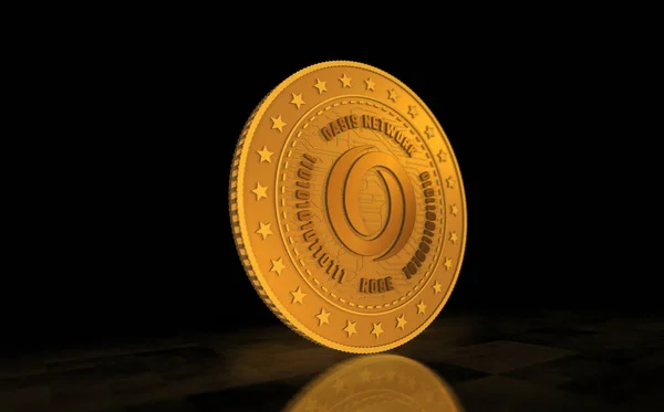 Aave Altcoin Cryptocurrency Szimbólum Arany Érme Zöld Képernyős Háttér Absztrakt — Stock Fotó