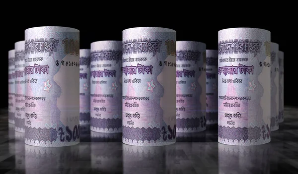Bangladesh Taka Dinheiro Rolo Ilustração Nota Bdt Enrolada Conceito Finanças — Fotografia de Stock