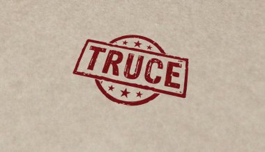 Birkaç renkli versiyonda ateşkes damgası simgeleri. Ateşkes, barış, savaşı durdurun ve 3D tasvir etme konsepti.