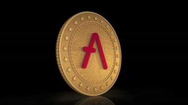 Arka planda altsikke şifreli üç boyutlu altın sikke var. Alış-veriş ve engelleme teknolojisinin animasyonunun altın metal kavramını döndür.