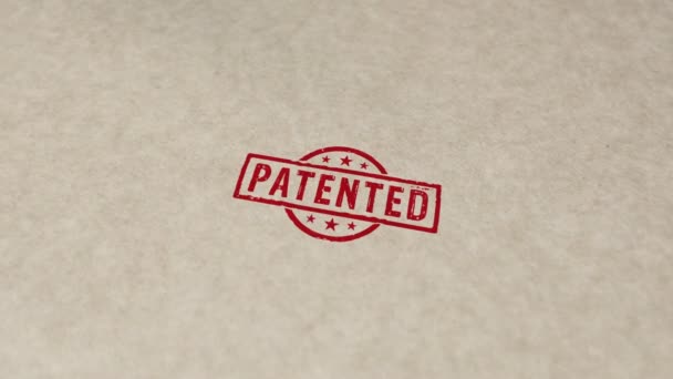 Patentli Pul Damgası Çarpışma Animasyonu Patent Bekleyen Rezerve Edilmiş Telif — Stok video