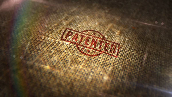 Patented Stamp Printed Linen Sack Patent Pending Reserved Copyright Protection — Stock Photo, Image