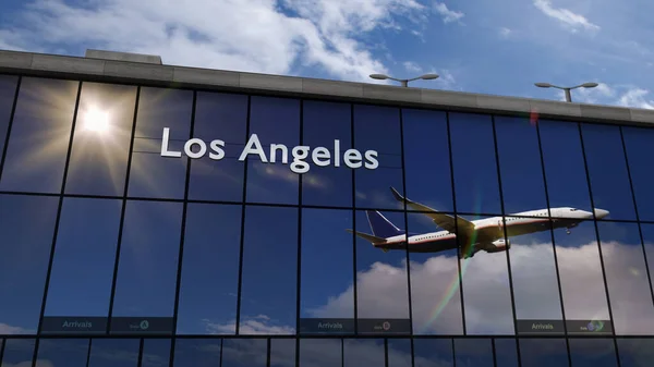 Jet Vliegtuigen Landen Los Angeles Californië Verenigde Staten Verenigde Staten — Stockfoto