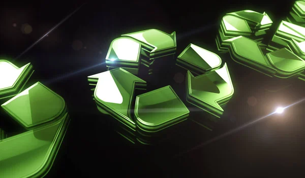 Recycling Icon Waste Data Management Sustainable Industry Golden Metal Shine — 스톡 사진