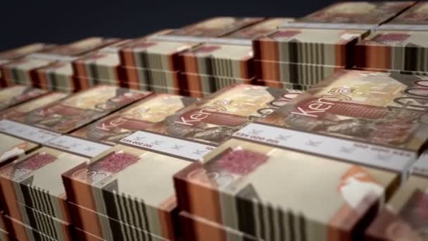 Chelín Kenia Paquete Billetes Crecimiento Hasta Bucle Dinero Kes Acumula — Vídeo de stock