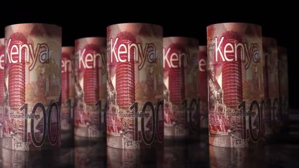 Kenyan Shilling Money Rolls Loop Animation Camera Moving Front Kes — Stock Video