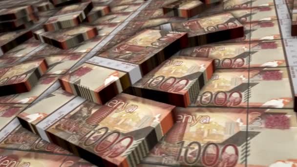 Ciclo Del Fascio Banconote Kenyan Shilling Pile Denaro Kes Concetto — Video Stock