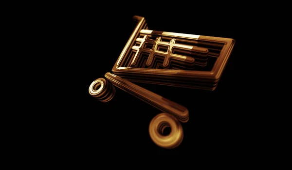 Warenkorb Symbol Online Handel Und Commerce Geschäft Goldenen Metallglanz Symbol — Stockfoto