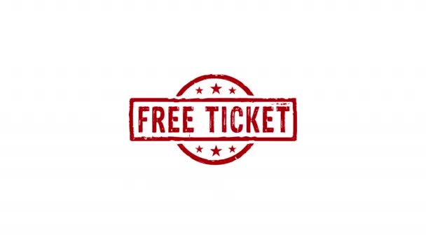 Free Ticket Stamp Hand Stamping Impact Isolated Animation Admission Free — Stock Video