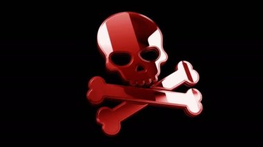 Kuru kafa korsanı, çevrimiçi siber saldırı, hackleme, tehdit ve güvenlik ihlali altın metal parlatma sembolü konsepti. Görkemli parlama ve yansıma ışığı ikonu soyut. Kusursuz ve döngülü 3D canlandırma.