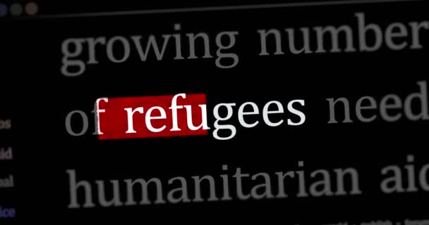 Notizie Titoli Attraverso Media Web Internazionali Con Rifugiati Ricerca Crisi — Video Stock