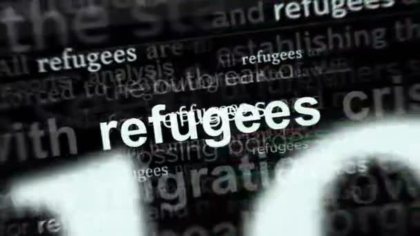 Hlavní Zprávy Mezinárodních Médiích Uprchlících Migrační Krizi Abstraktní Koncept Titulů — Stock video