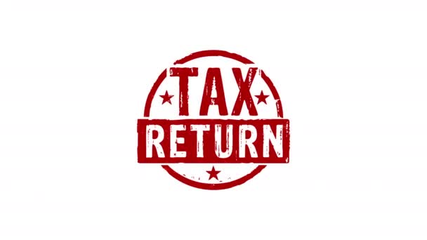 Sello Declaración Impuestos Estampado Manual Impactan Animación Aislada Devolución Impuestos — Vídeos de Stock