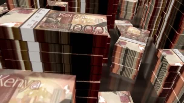 Kenyan Shilling Money Notes Packs Loop Flight 1000 Kes Banknotes — Stock Video