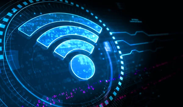 Wifi Κινητή Επικοινωνία Και Ασύρματη Τεχνολογία Δικτύου Σύμβολο Ψηφιακή Έννοια — Φωτογραφία Αρχείου