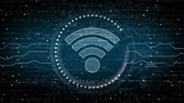 Wifi Mobil Iletişim Kablosuz Teknolojisi Sembolü Soyut Dijital Kavram Siber — Stok video
