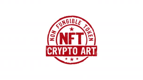 Nft Crypto Art Stamp Stamping Impact Isolated Animation Non Fungible — ストック動画