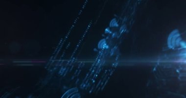 Wifi mobil iletişim ve kablosuz ağ teknolojisi sembolü soyut siber konsept. Dijital teknoloji arka planı pürüzsüz ve döngüsel dinamik 3D animasyon.