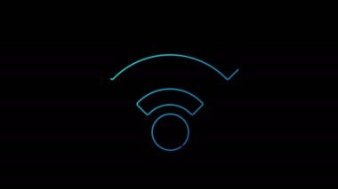 Wifi mobil iletişim ve kablosuz ağ teknolojisi sembolü döngüsel arkaplan. Siber teknoloji soyut konsept simgesi pürüzsüz ve döngülü basit canlandırma.