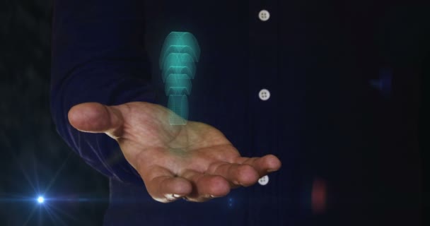 Беспроводная Мобильная Связь Беспроводная Сетевая Технология Символ Над Рукой Человека — стоковое видео