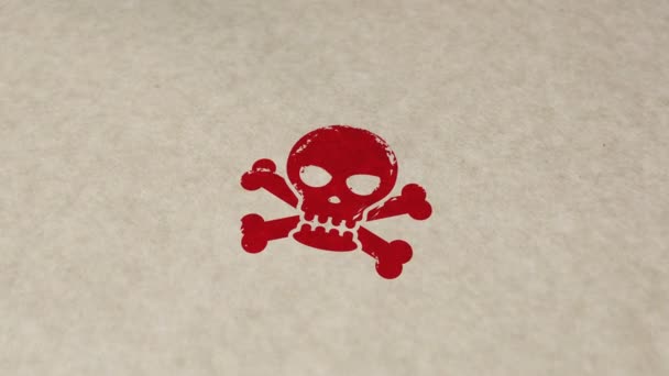Skull Stamp Hand Stamping Impact Animation Danger Warning Piracy Toxic — Vídeo de stock