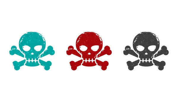 Skull Stamp Icons Few Color Versions Danger Warning Piracy Toxic — Stock Fotó