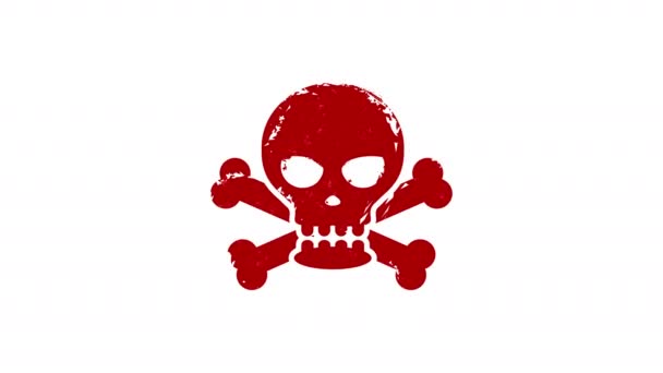 Skull Stamp Hand Stamping Impact Isolated Animation Danger Warning Piracy — Stock Video