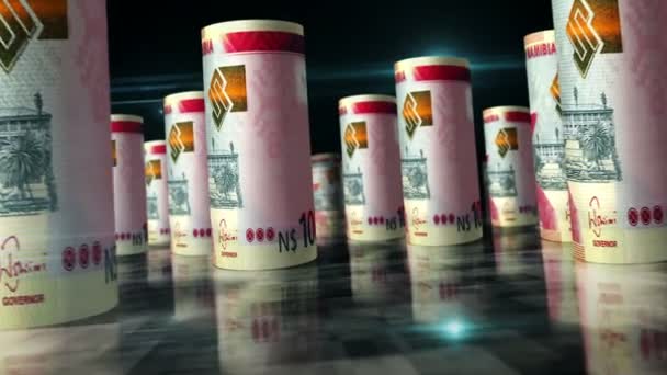 Намібійський Доларовий Рулонний Петля Анімація Гроші Столі Безшовна Неприступна Абстрактна — стокове відео