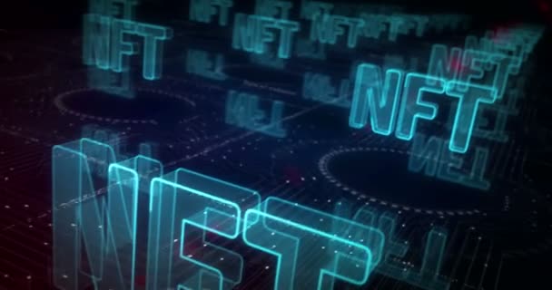 Nft Icke Funsible Token Och Digitala Samlarobjekt Symbol Abstrakt Cyberkoncept — Stockvideo