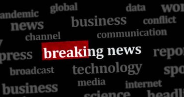 Son dakika haberleri ve bilgi araması ile uluslararası internet medyasında haber başlıkları. Dinamik animasyonlarda internet başlığı bilgisinin soyut konsepti.
