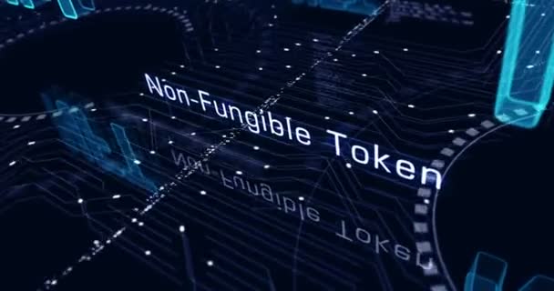 Nft Não Fungible Token Digital Collectibles Símbolo Conceito Cibernético Abstrato — Vídeo de Stock