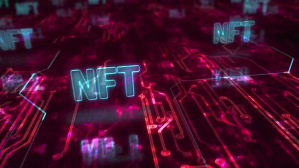 Nft Não Fungible Token Digital Collectibles Símbolo Conceito Cibernético Abstrato — Vídeo de Stock