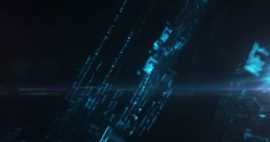 NFT İade Edilemez Token ve dijital koleksiyon sembolleri soyut siber konsept. Dijital teknoloji arka planı pürüzsüz ve döngüsel dinamik 3D animasyon.