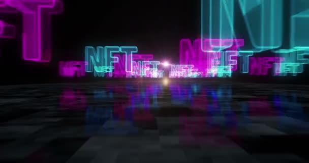 Nft Незрілий Токен Цифрові Колекціонування Символи Абстрактна Кібер Концепція Цифрові — стокове відео