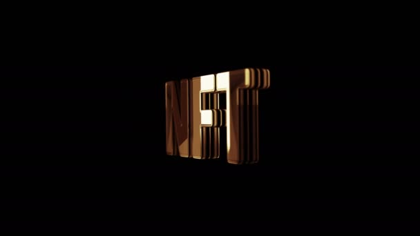 Nft Non Fungible Token Digital Collectibles Golden Metal Shine Rotating — Stok video
