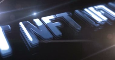 NFT İade Edilemez Token ve dijital koleksiyonlar altın metal parlaklık sembolü konsepti. Görkemli parlama ve yansıma ışığı ikonu soyut. Kusursuz ve döngülü 3D canlandırma.