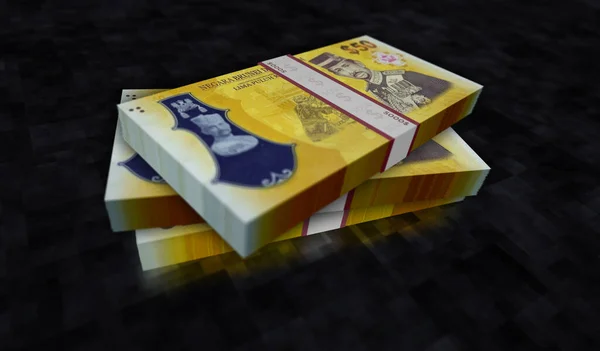ブルネイドルのお金パック3Dイラスト Bndバンクノートバンドルスタック 経済危機 ビジネスの成功 負債の概念 — ストック写真